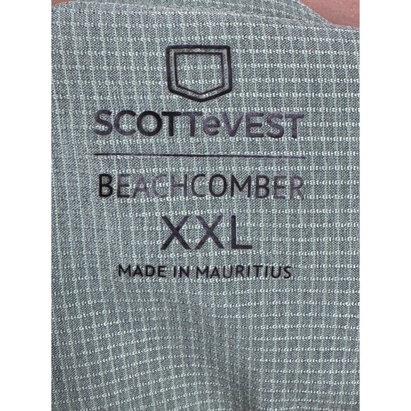 Scottevest Beachcomber Shirt Men XXL Green Travel Utility Hidden Pockets Comfort - Picture 6 of 15